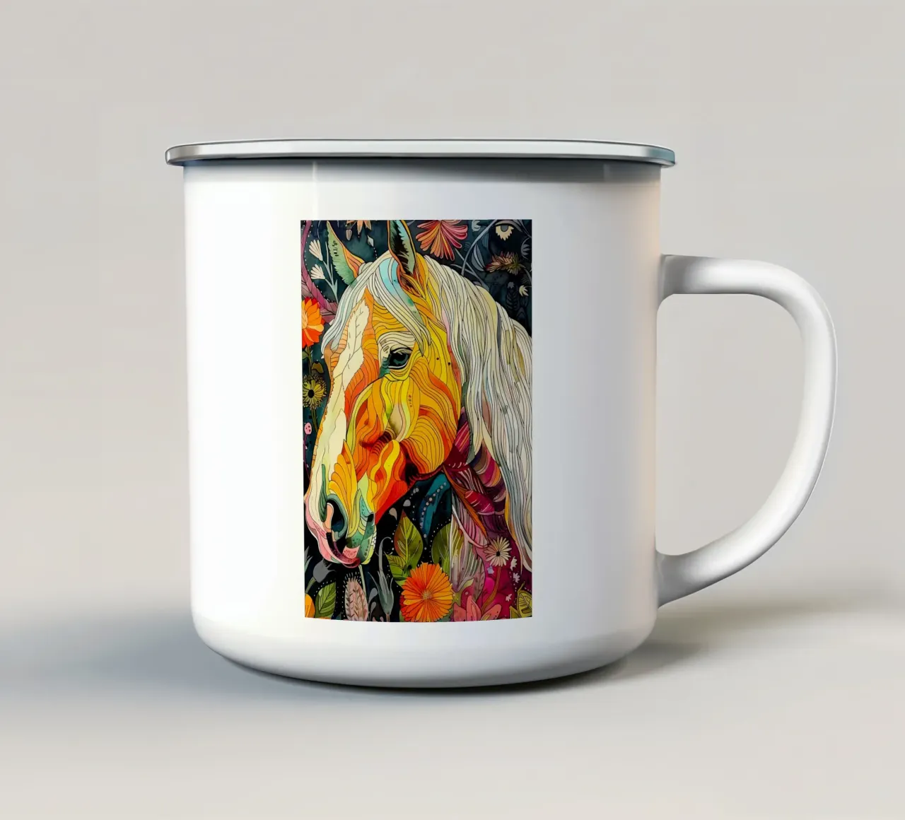 Cavallo tazza in smalto da Lionmixart