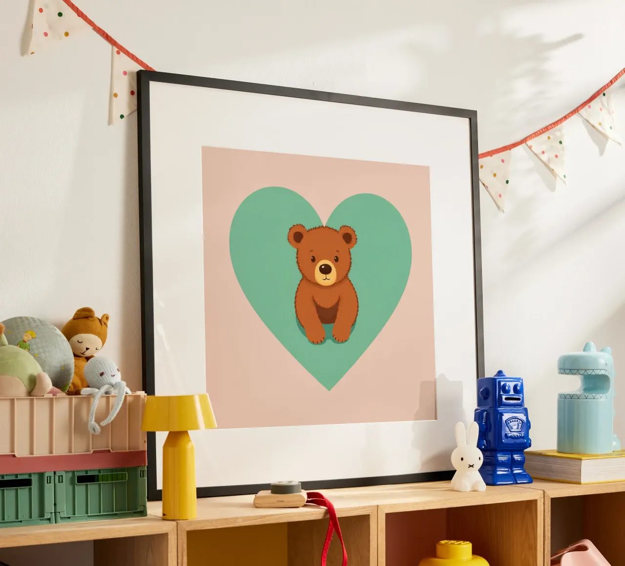 Simpatici personaggi animali giocano in tazze colorate carta hahnemühle da DesignDoodle