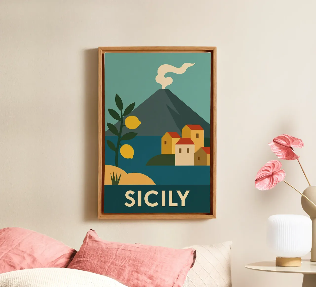 Sicilië - Citroenbomen, vulkanen en dorpjes badend in het licht canvas met Baklijst van JETLAG | affiches voyage