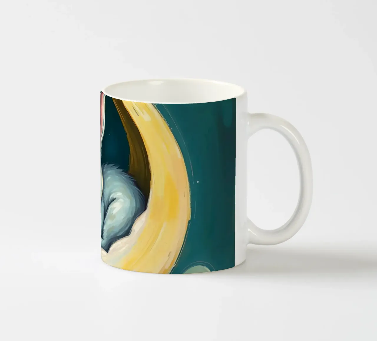 Coniglietto addormentato nella luna crescente con nuvole delicate tazza in ceramica da DesignDoodle