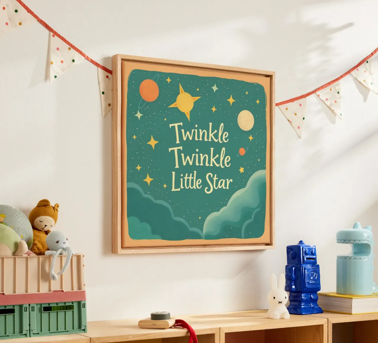 Twinkle Twinkle Little Star, opera d'arte che rappresenta una notte da sogno tela con Cornice a cassetta da DesignDoodle