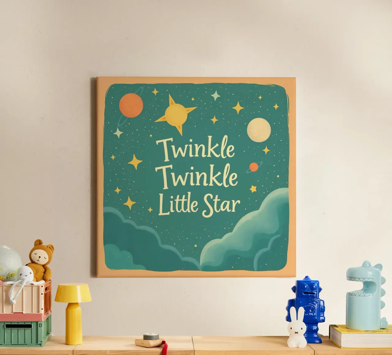 Twinkle Twinkle Little Star, opera d'arte che rappresenta una notte da sogno tela con Cornice a cassetta da DesignDoodle