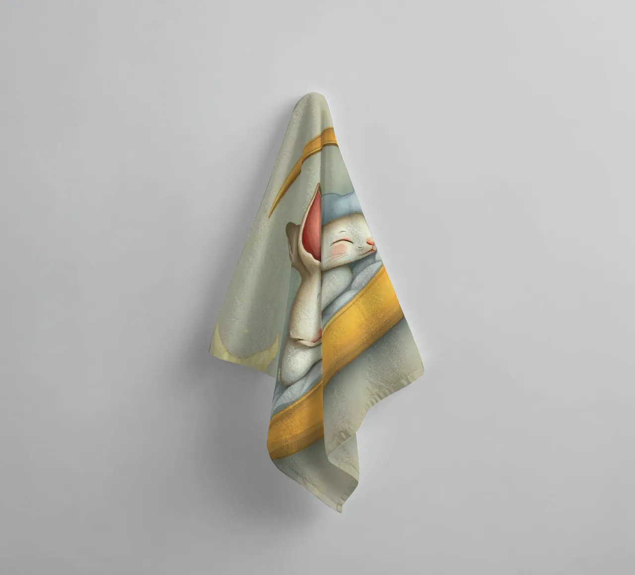 Due conigli che dormono tranquilli su una luna crescente asciugamano da bagno da DesignDoodle