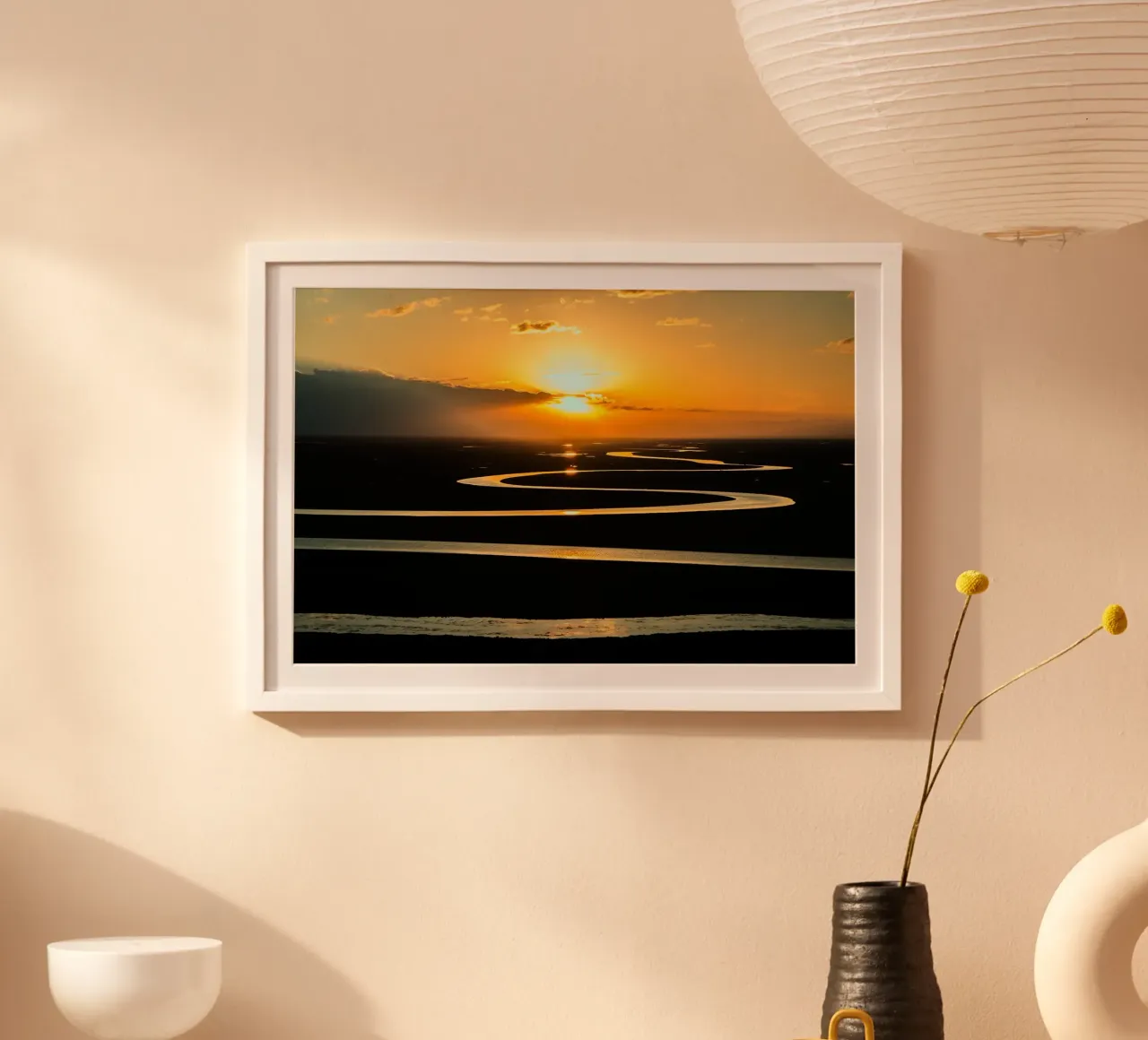 Golden Riverbend, Gansu, Cina poster con telaio in alluminio da PhotoVibe Decor