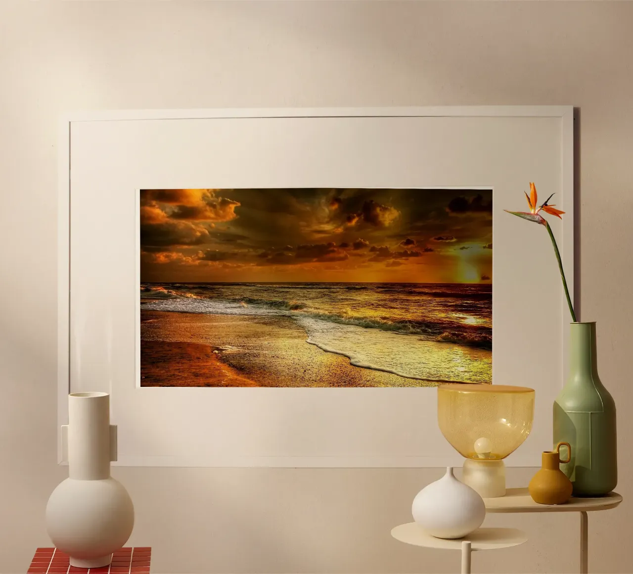 Tramonto dorato sull'oceano carta hahnemühle da PhotoVibe Decor