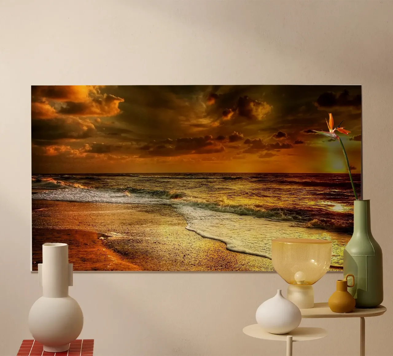 Tramonto dorato sull'oceano carta hahnemühle da PhotoVibe Decor