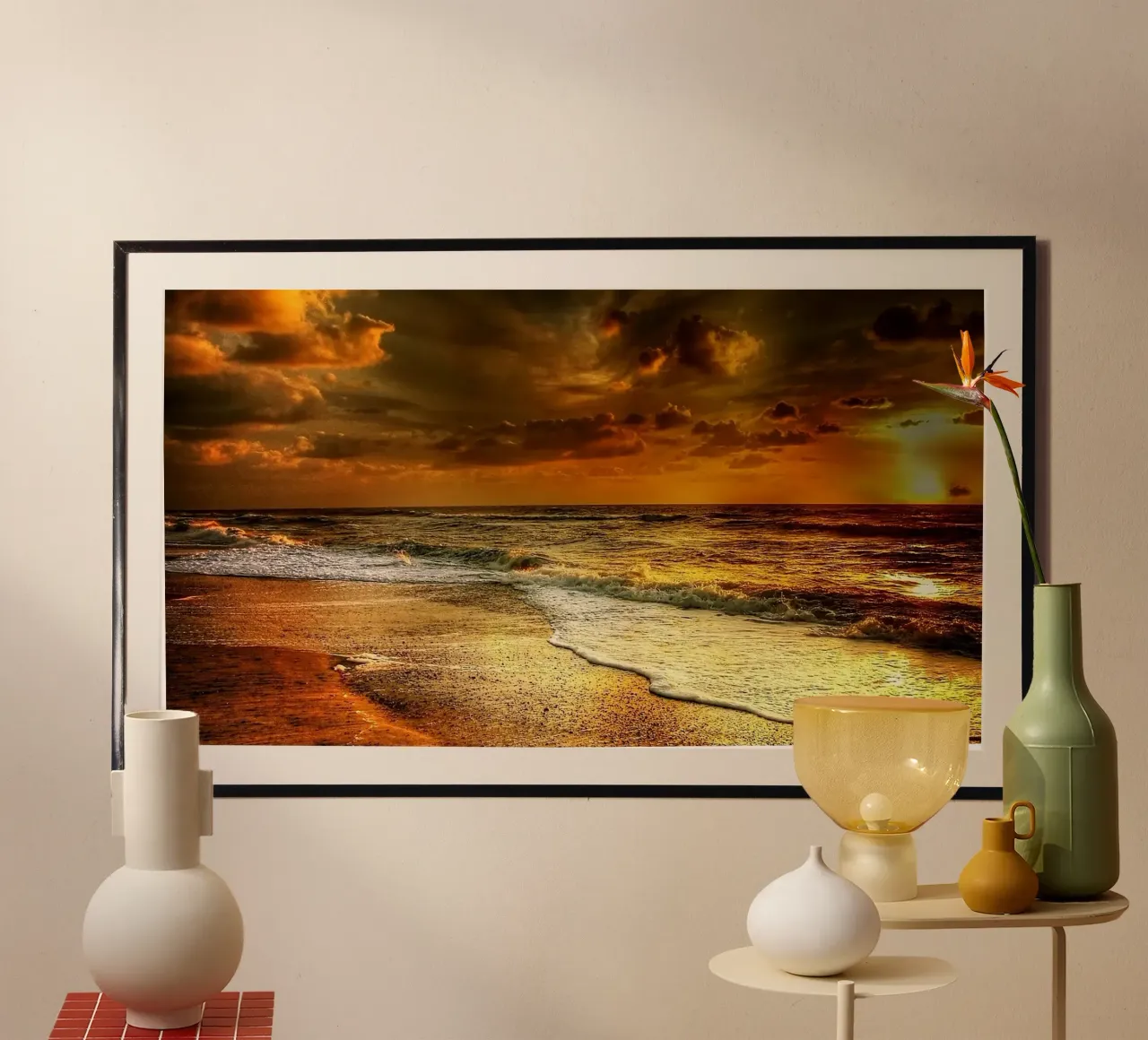 Tramonto dorato sull'oceano carta hahnemühle da PhotoVibe Decor