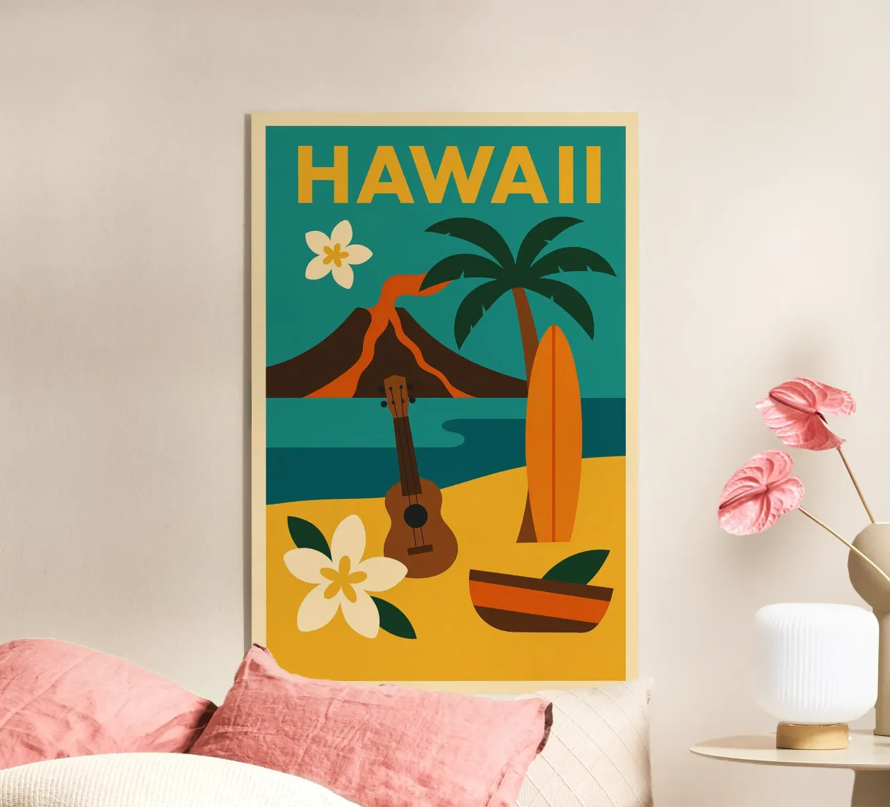 Hawaii - Aloha-geest tussen vulkaan, branding en ukelele acryl van JETLAG | affiches voyage