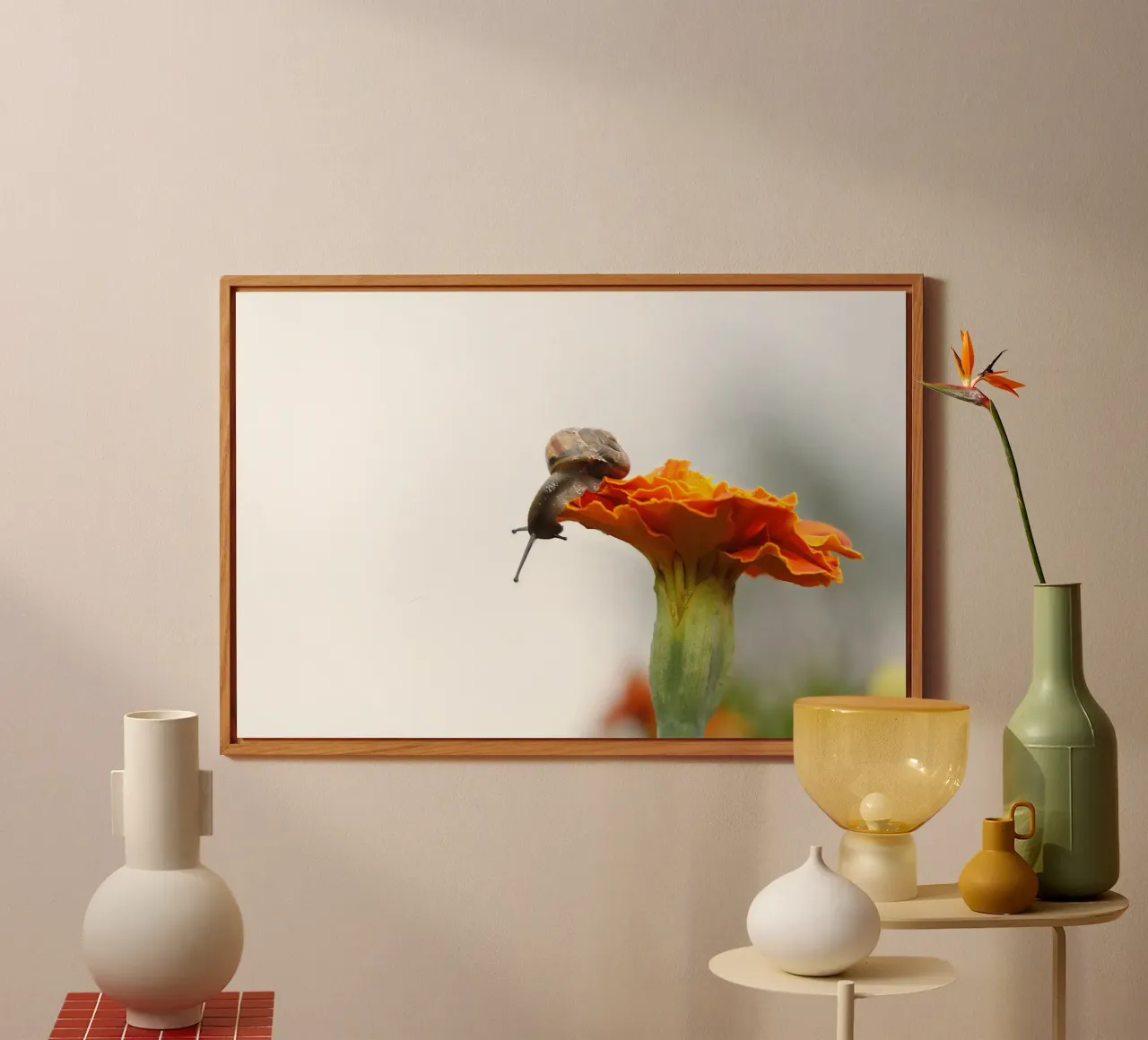 Lumaca su calendula alluminio dibond da PhotoVibe Decor