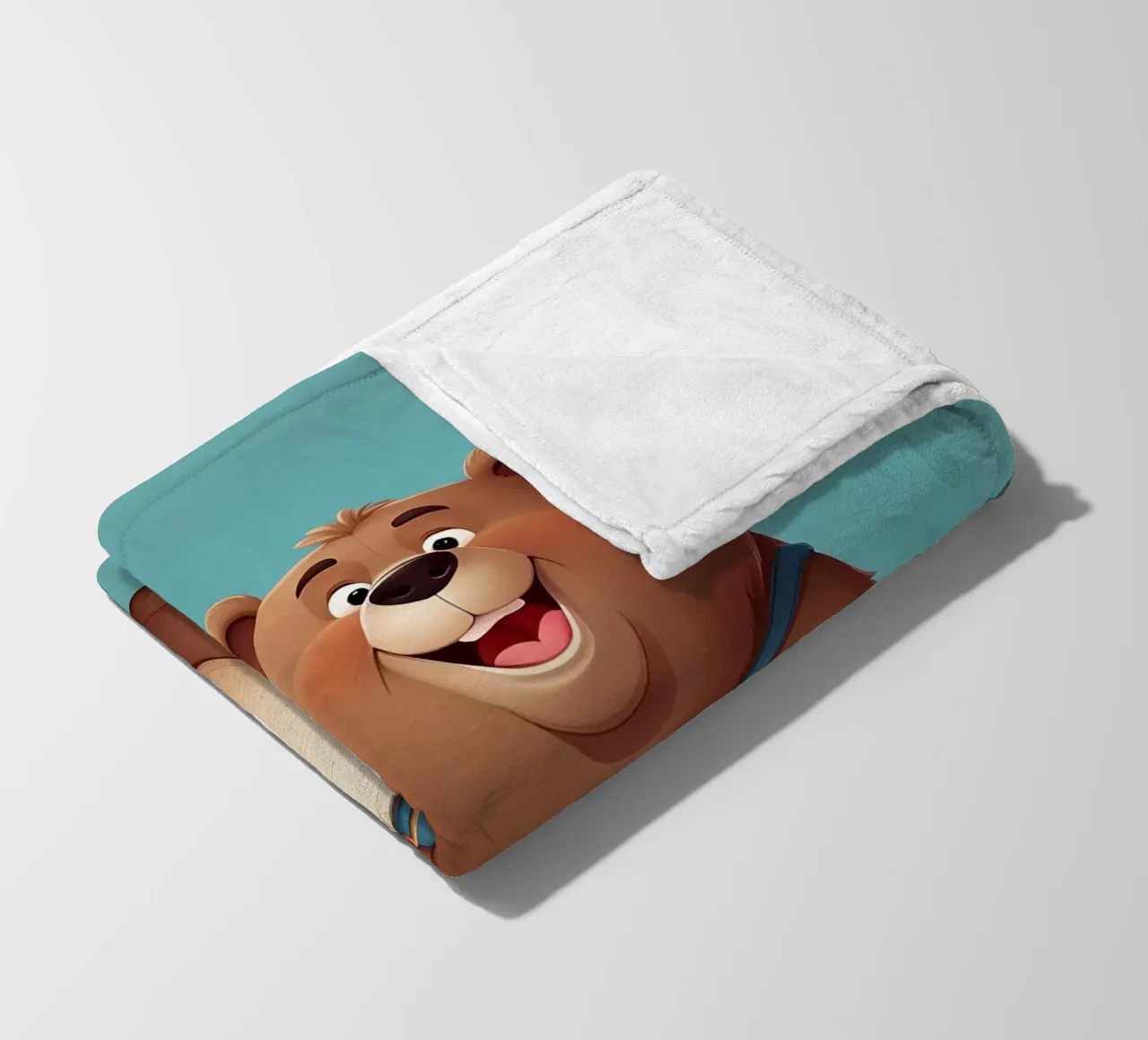 Orsetto allegro dei cartoni animati che tiene in mano dei palloncini indossando la letteraB coperta in pile da DesignDoodle