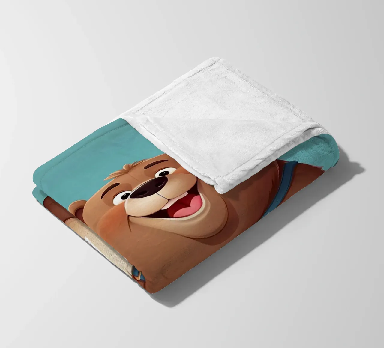 Orsetto allegro dei cartoni animati che tiene in mano dei palloncini indossando la letteraB coperta in pile da DesignDoodle