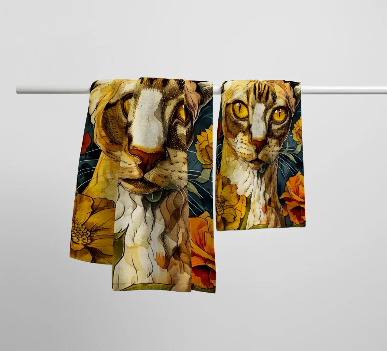Cat Lily towel by Lionmixart