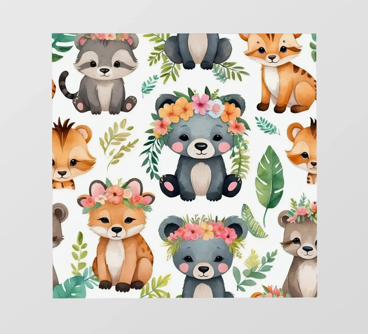Simpáticas ilustraciones de animales como osos, zorros y mapaches lámina retroiluminada de DesignDoodle