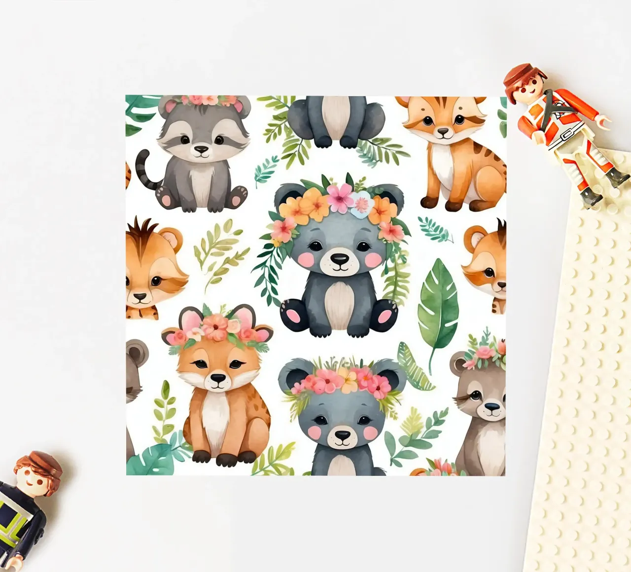 Simpáticas ilustraciones de animales como osos, zorros y mapaches pegatina de DesignDoodle