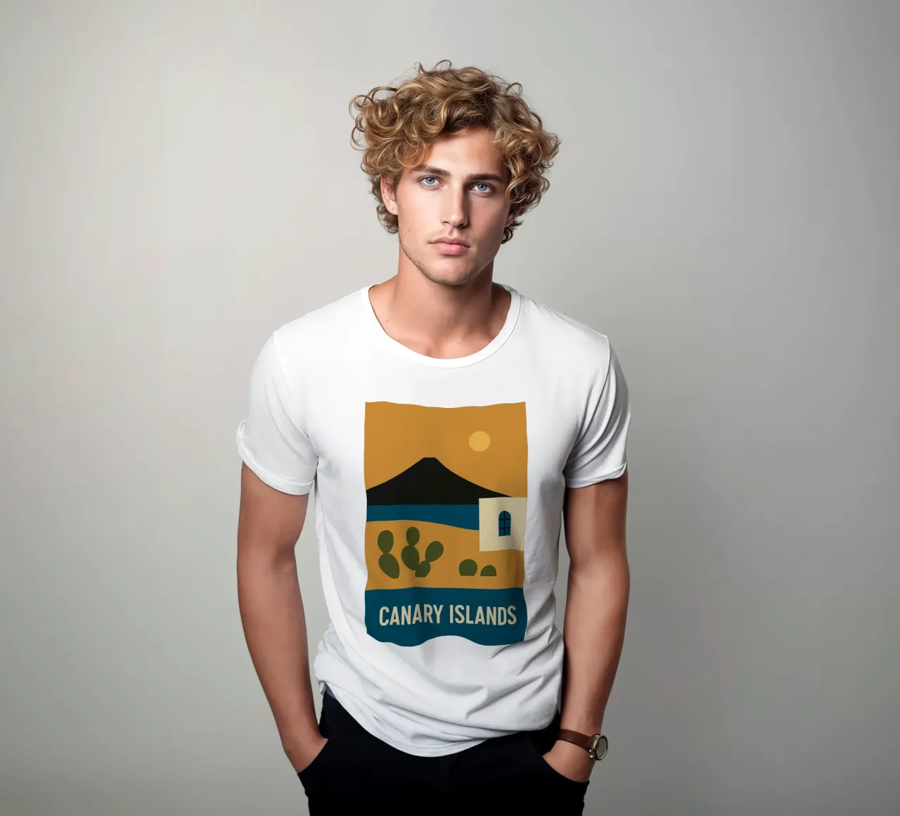 Isole Canarie - Fuga vulcanica in un poster di design t-shirt da JETLAG | affiches voyage