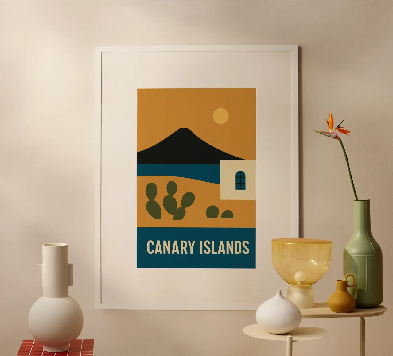 Isole Canarie - Fuga vulcanica in un poster di design poster con telaio in plastica da JETLAG | affiches voyage