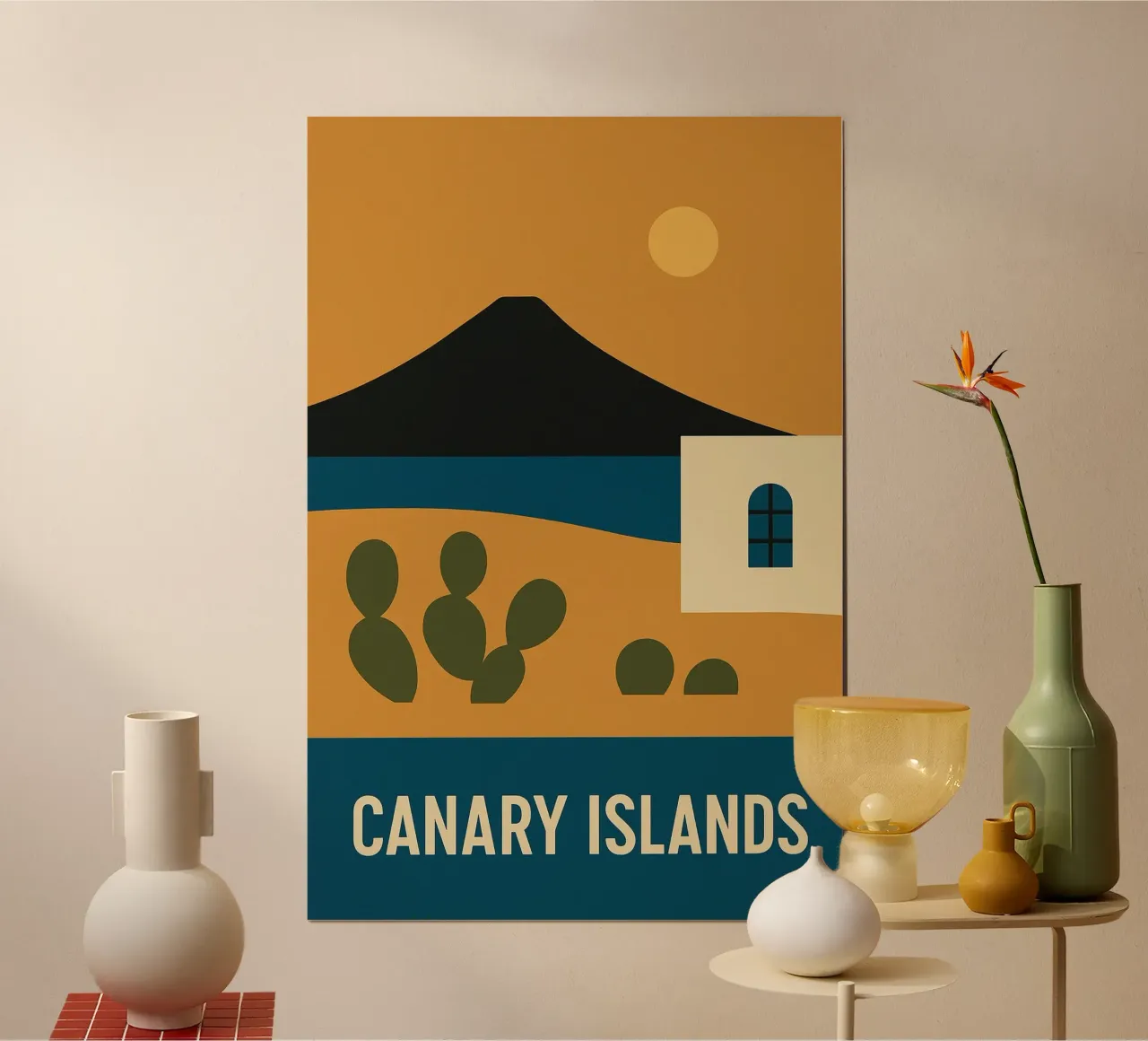 Isole Canarie - Fuga vulcanica in un poster di design poster con telaio in plastica da JETLAG | affiches voyage