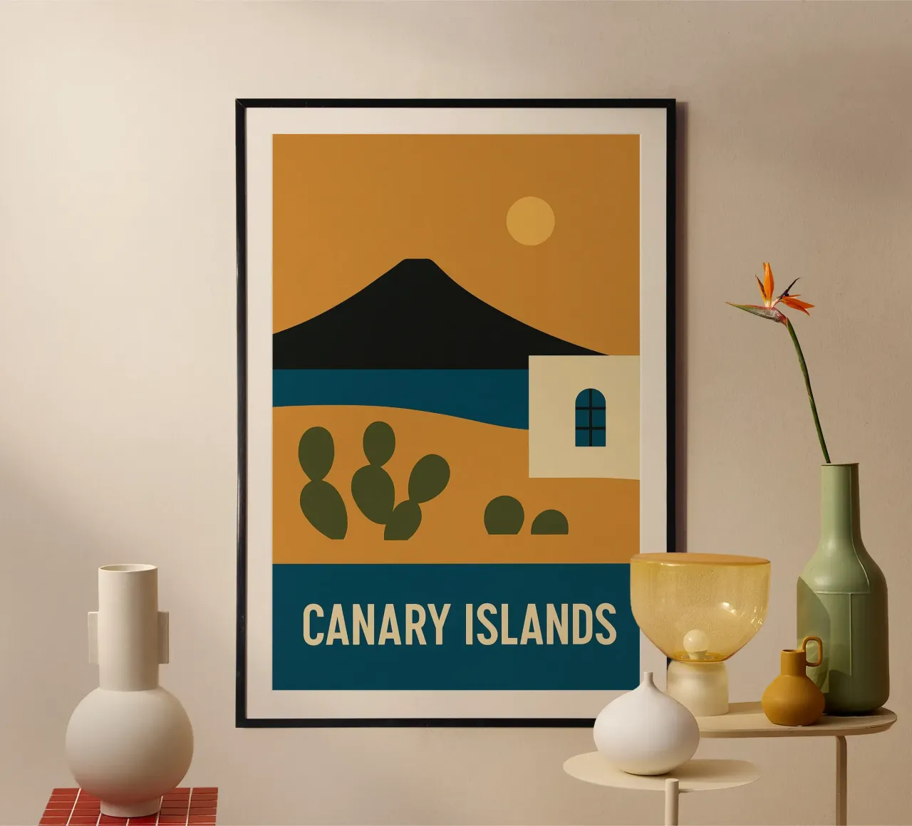 Isole Canarie - Fuga vulcanica in un poster di design poster con telaio in plastica da JETLAG | affiches voyage