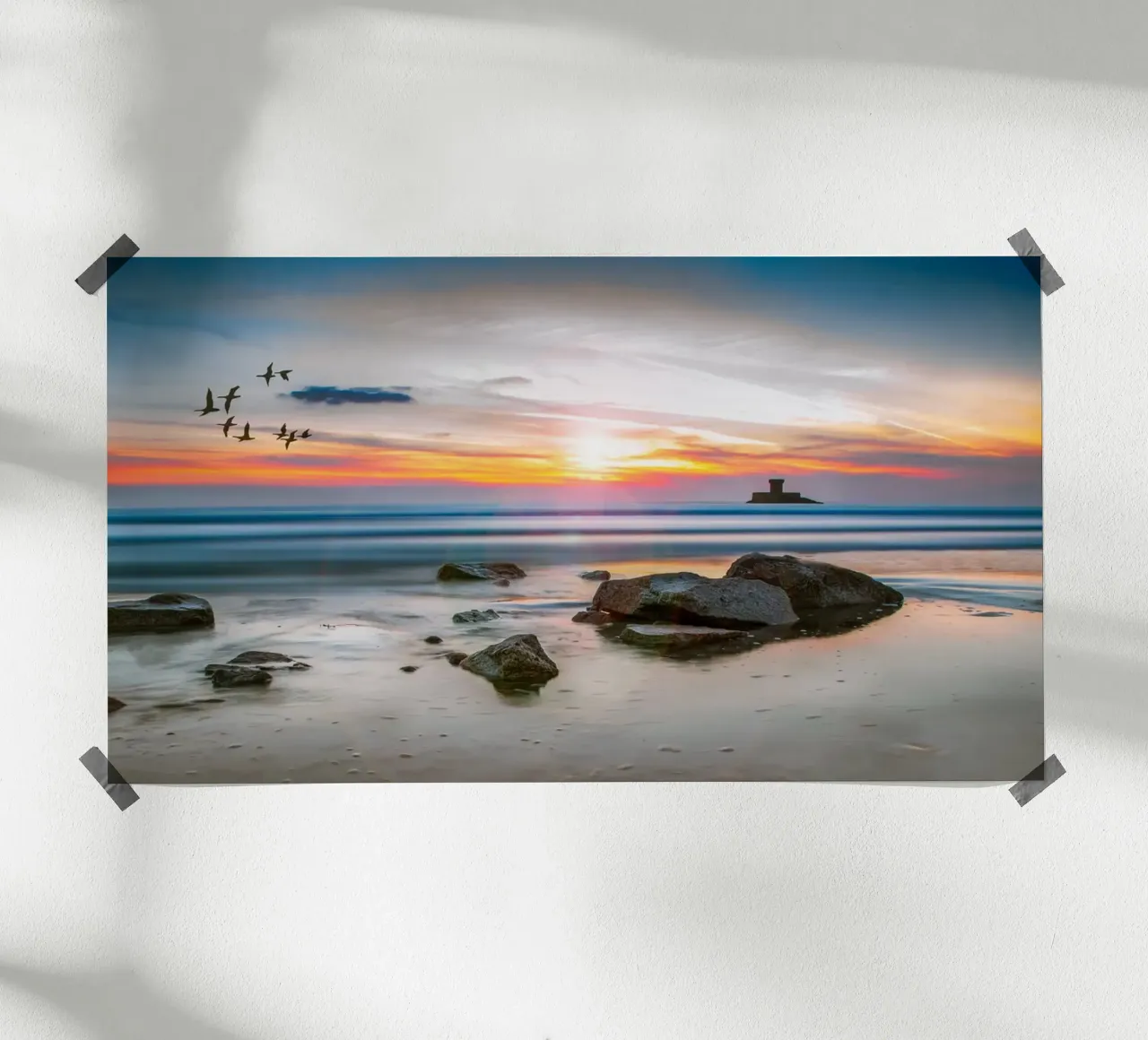 Alba sulla Torre La Rocco, Jersey poster con telaio in alluminio da PhotoVibe Decor
