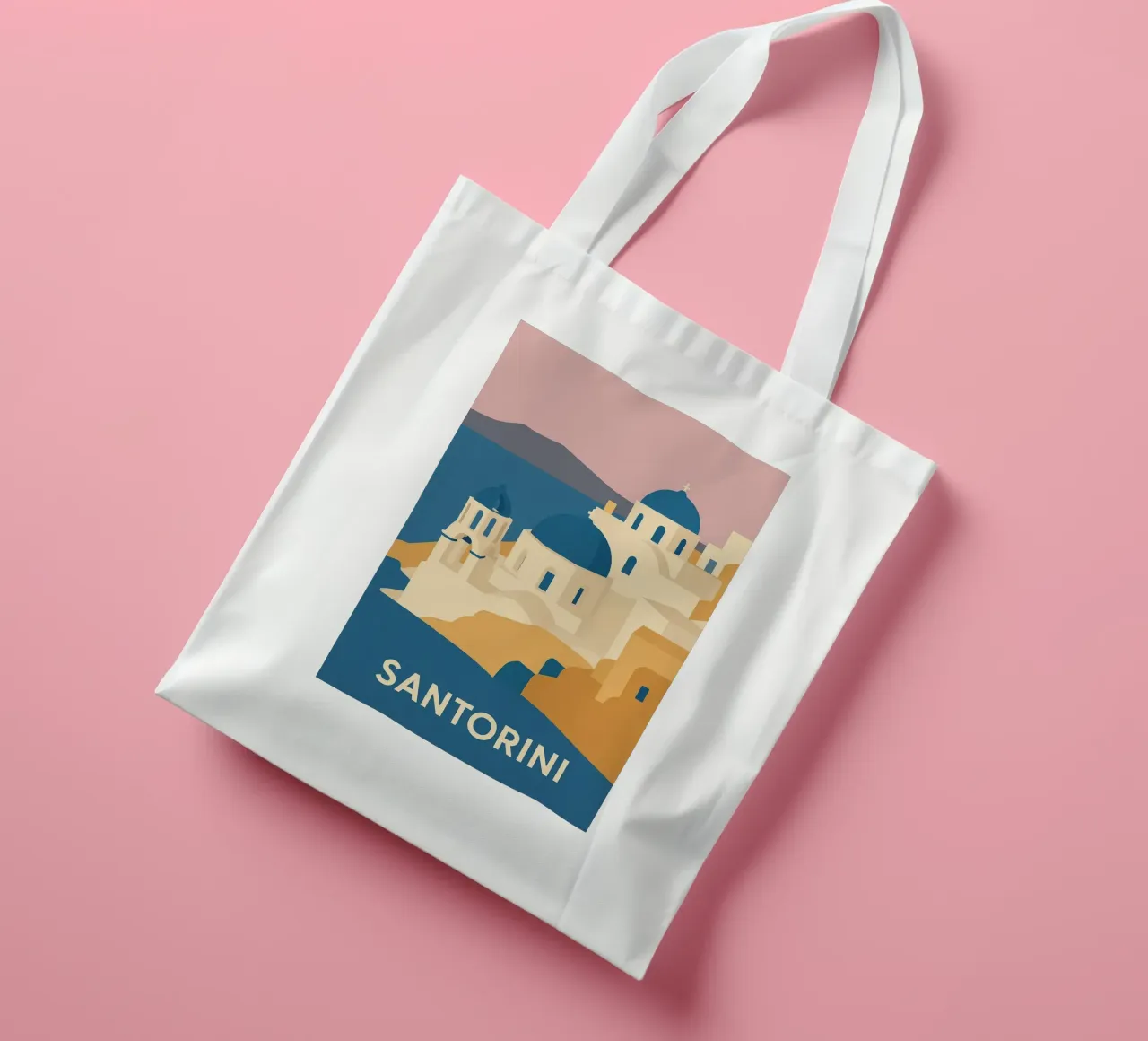 Santorini graphics - Journey to the heart of the Blue Domes tote bag by JETLAG | affiches voyage