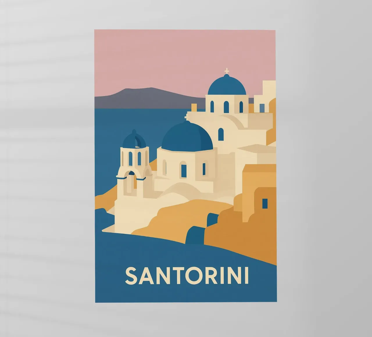Santorini graphics - Journey to the heart of the Blue Domes backlit film by JETLAG | affiches voyage