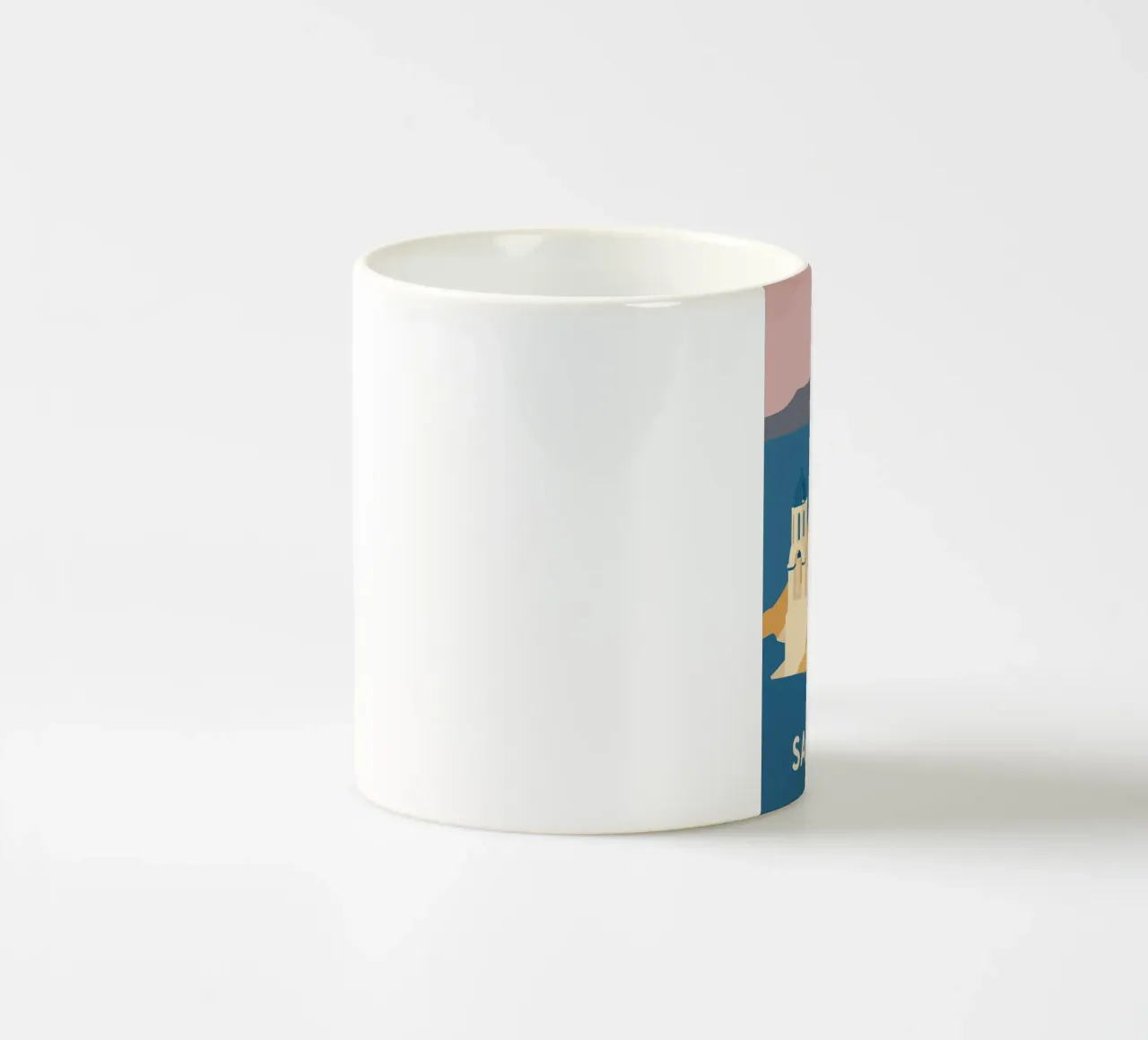 Santorin Grafik - Reise ins Herz der Blauen Kuppeln Keramik Tasse von JETLAG | affiches voyage
