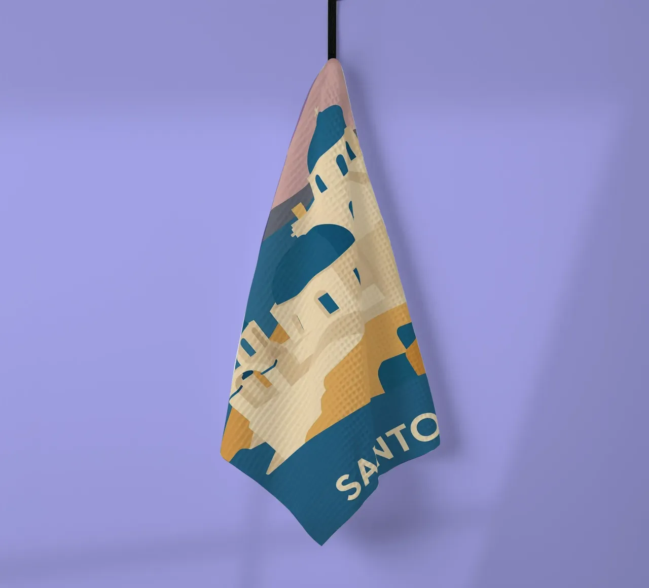 Santorin graphique – Voyage au cœur des Dômes Bleus torchon de JETLAG | affiches voyage