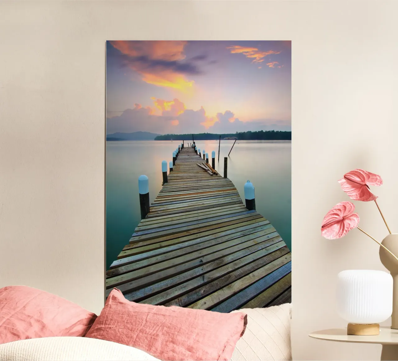 Tramonto sul pontile di legno poster da PhotoVibe Decor