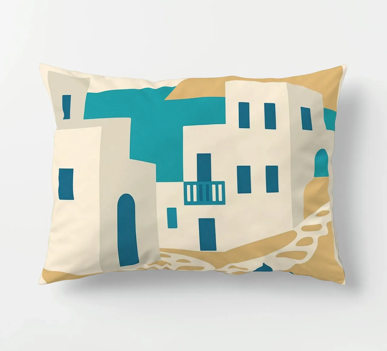 A sunny escape to Mykonos decorative cushion by JETLAG | affiches voyage