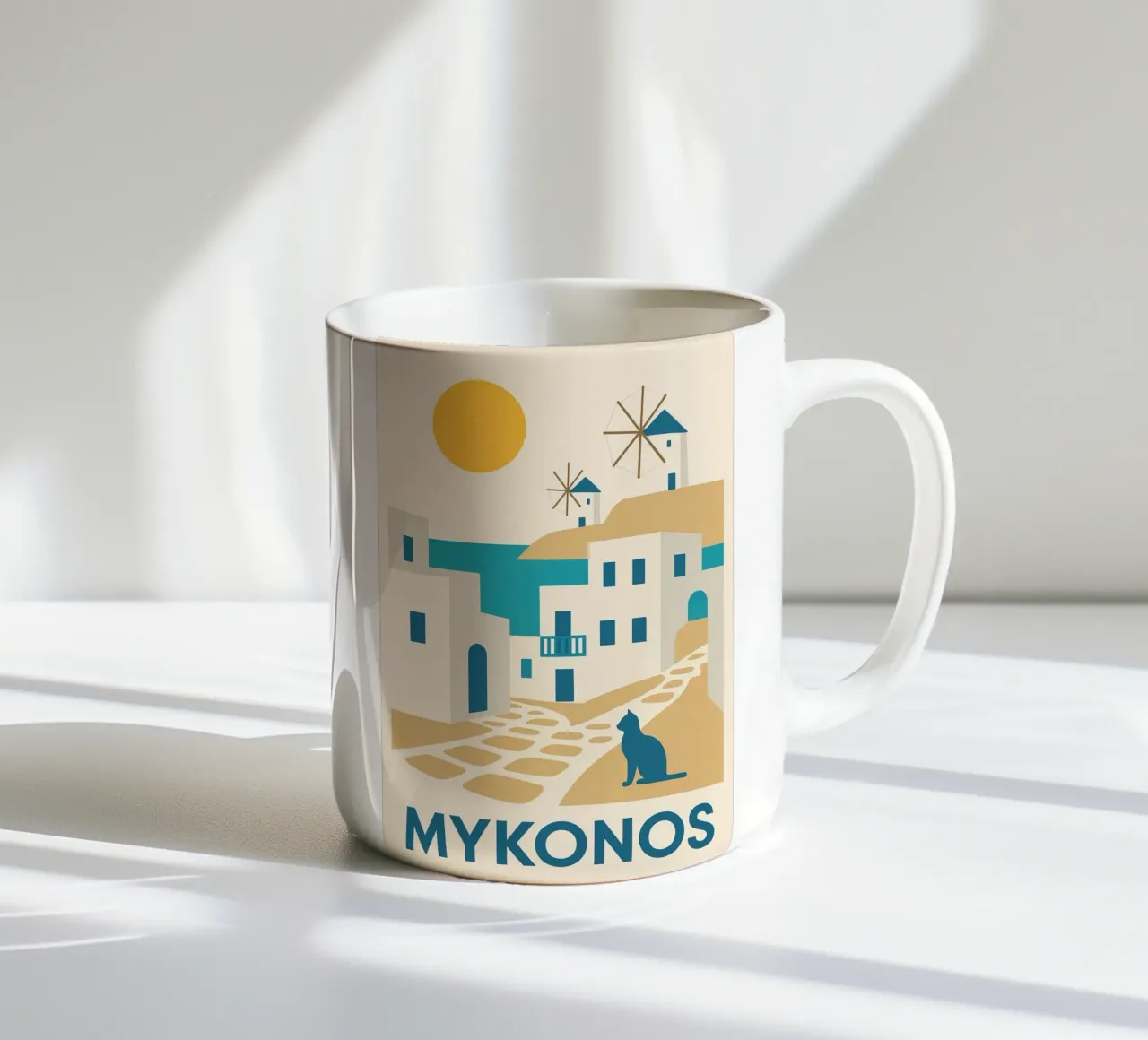 Una escapada soleada a Mykonos taza de cerámica de JETLAG | affiches voyage