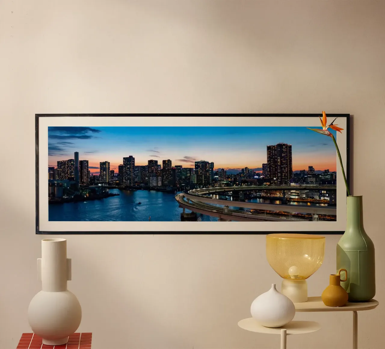 Crepuscolo sulla baia di Tokyo, Giappone poster da PhotoVibe Decor