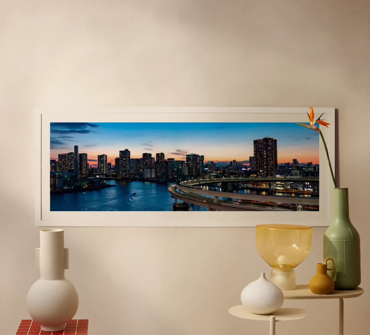 Crepuscolo sulla baia di Tokyo, Giappone poster da PhotoVibe Decor