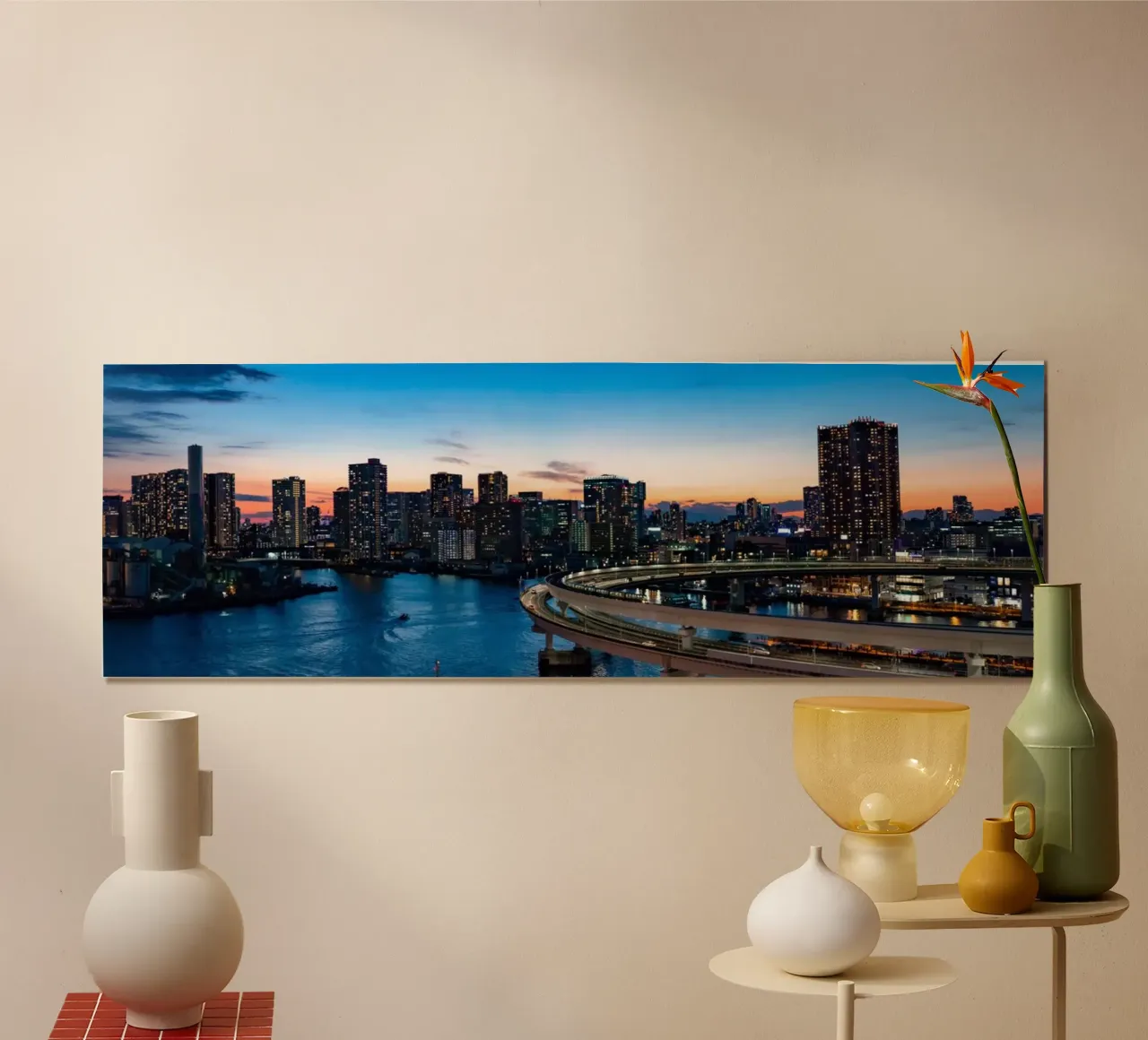 Crepuscolo sulla baia di Tokyo, Giappone poster da PhotoVibe Decor