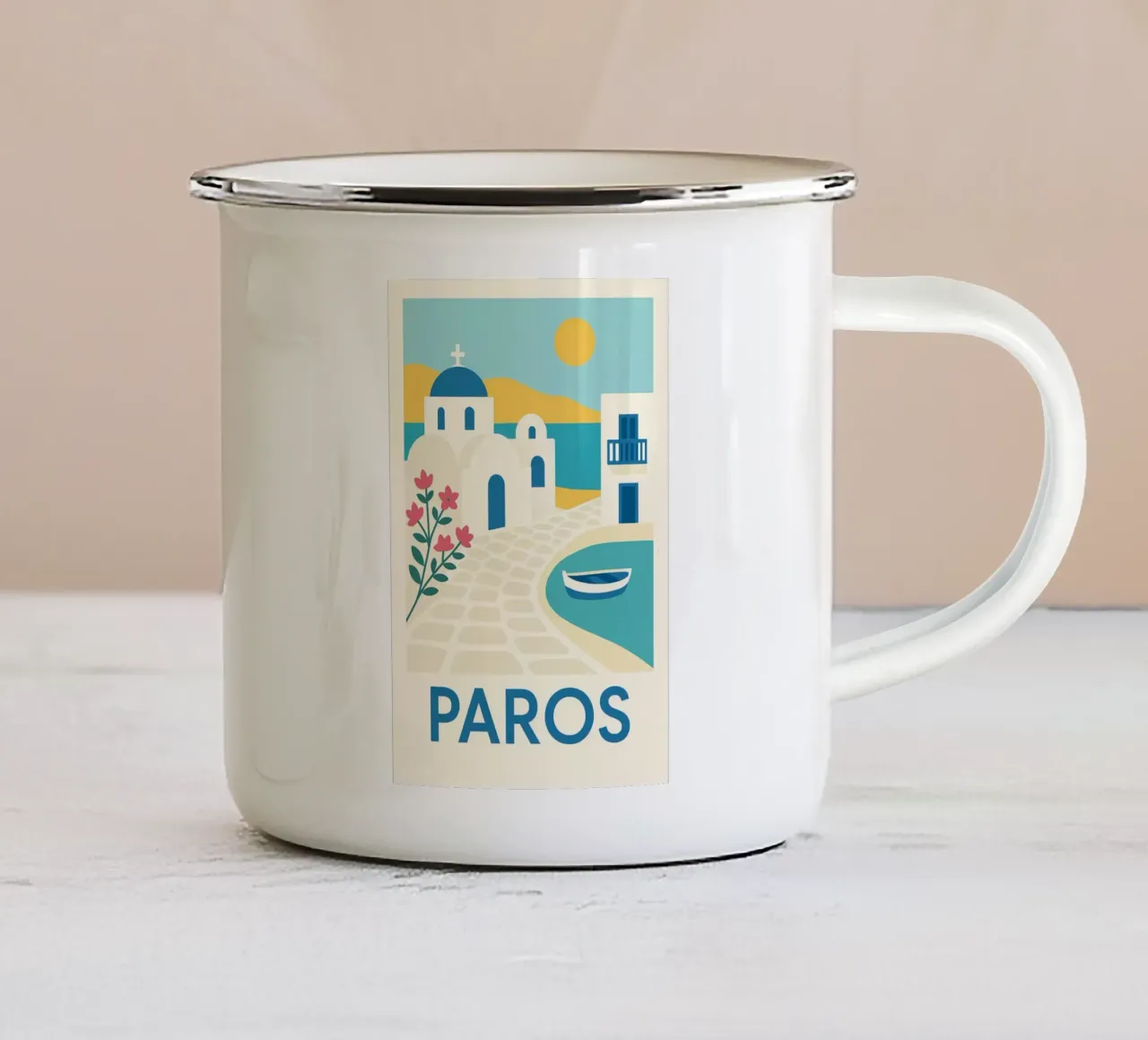Paros - La serenità del Mar Egeo tazza in smalto da JETLAG | affiches voyage