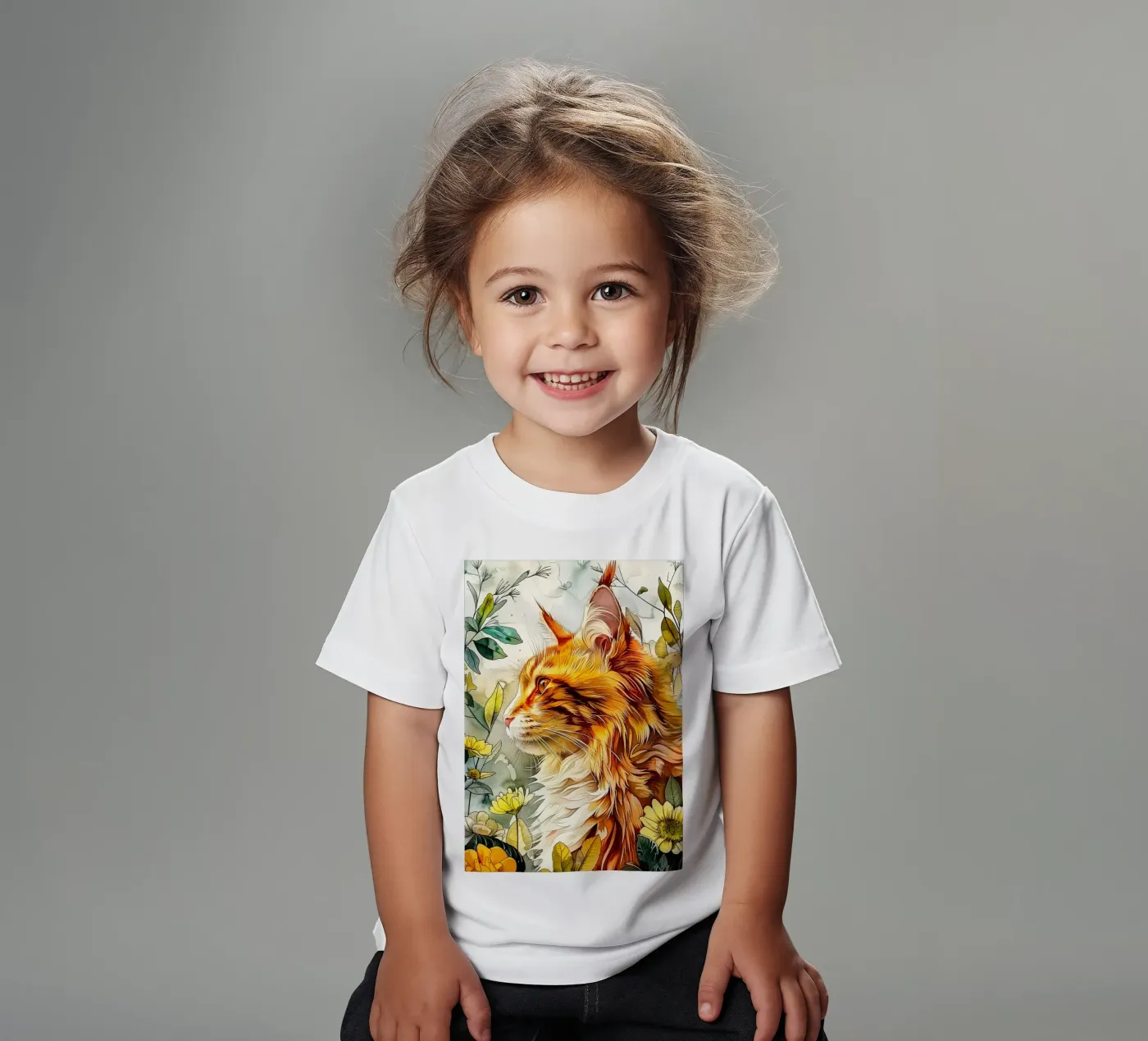 Gatto zenzero t-shirt bambini da Lionmixart