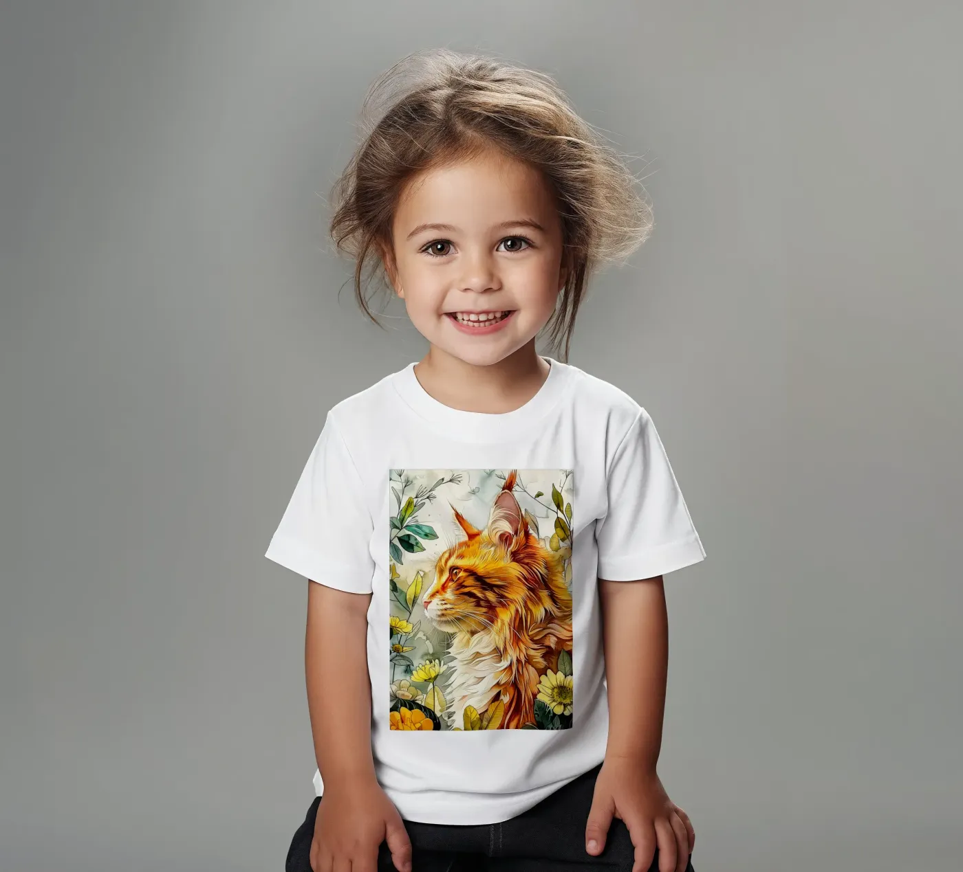 Gatto zenzero t-shirt bambini da Lionmixart