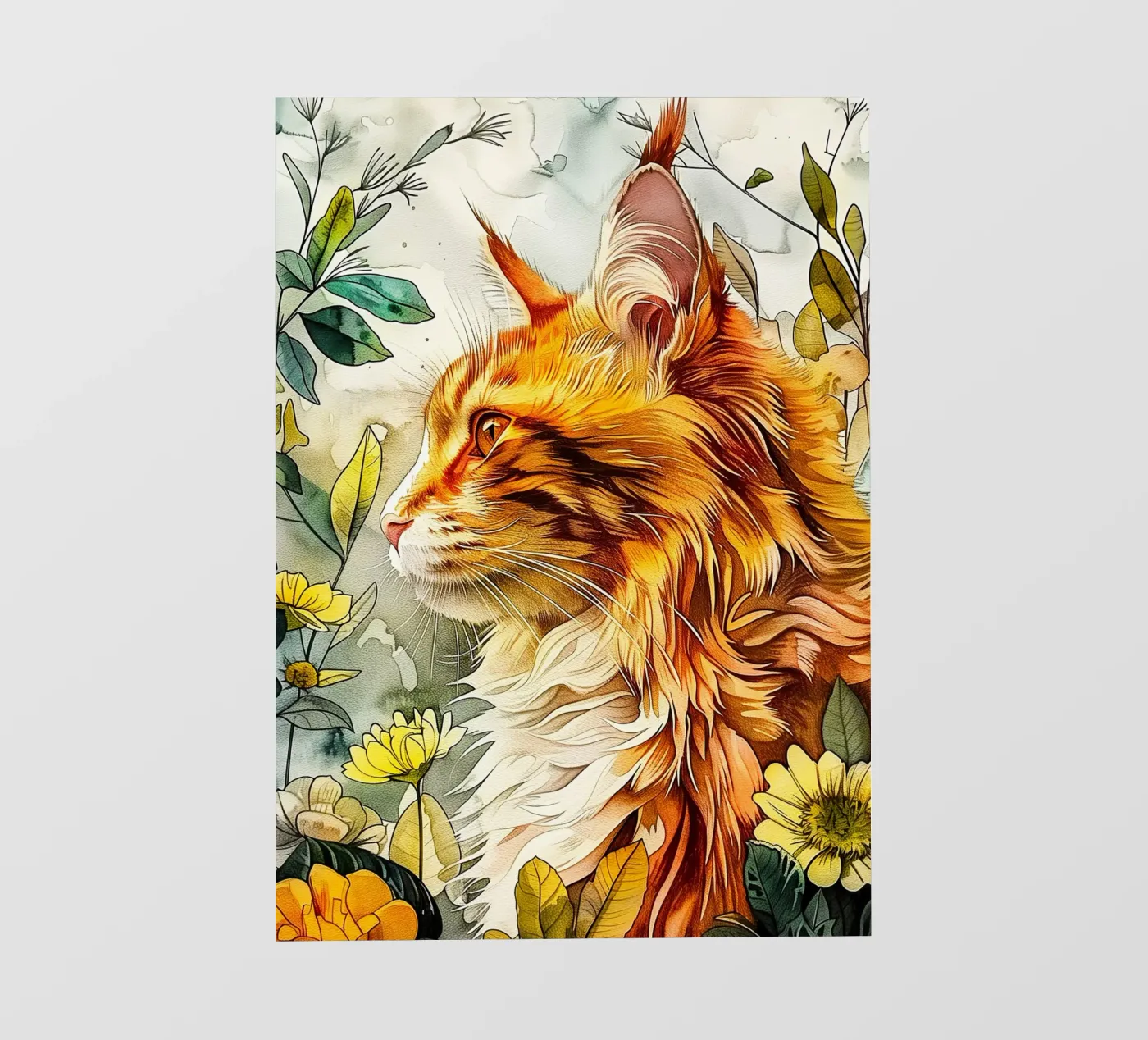 Ginger cat fotobehang van Lionmixart