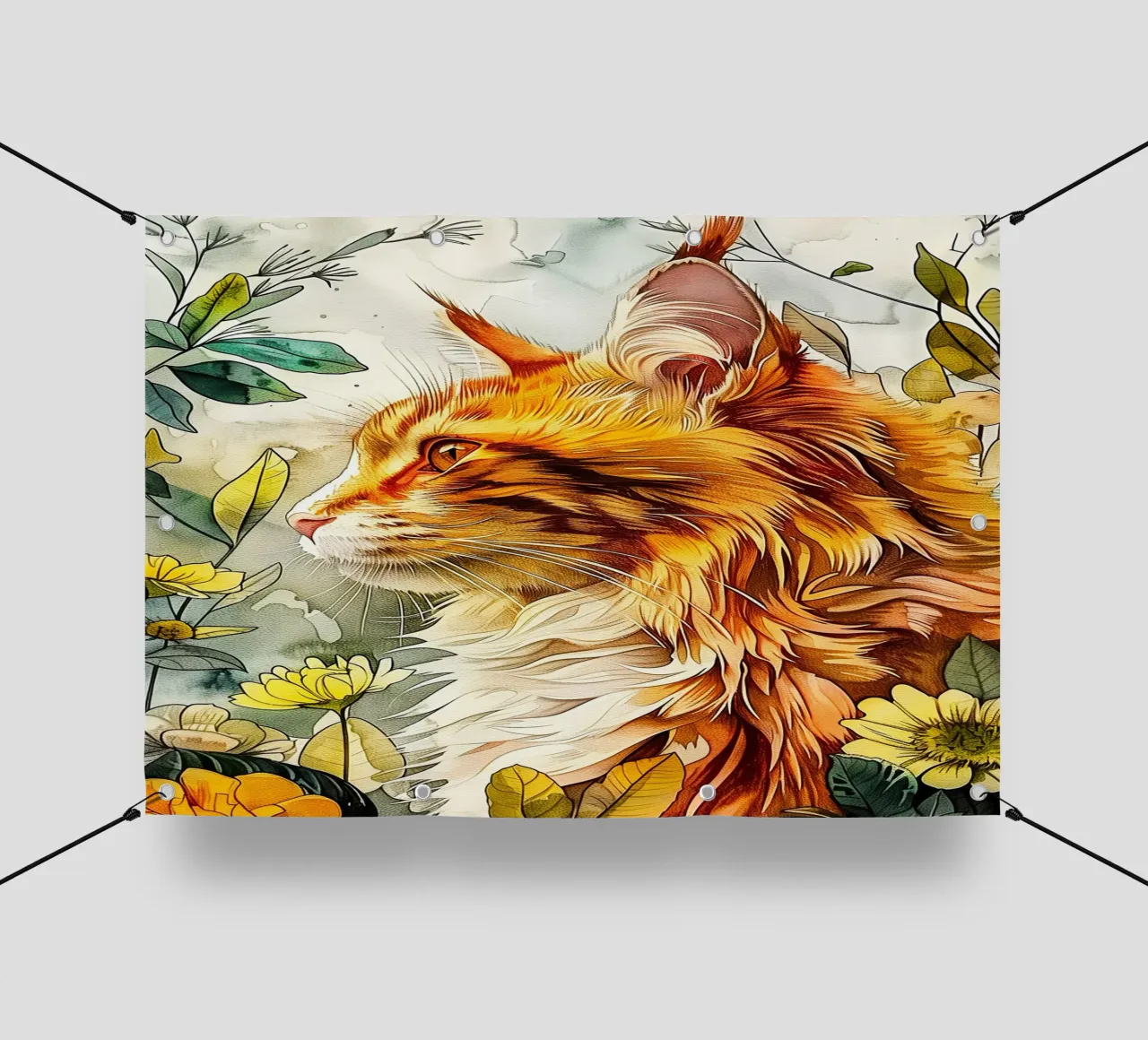 Gatto zenzero telo in pvc da Lionmixart