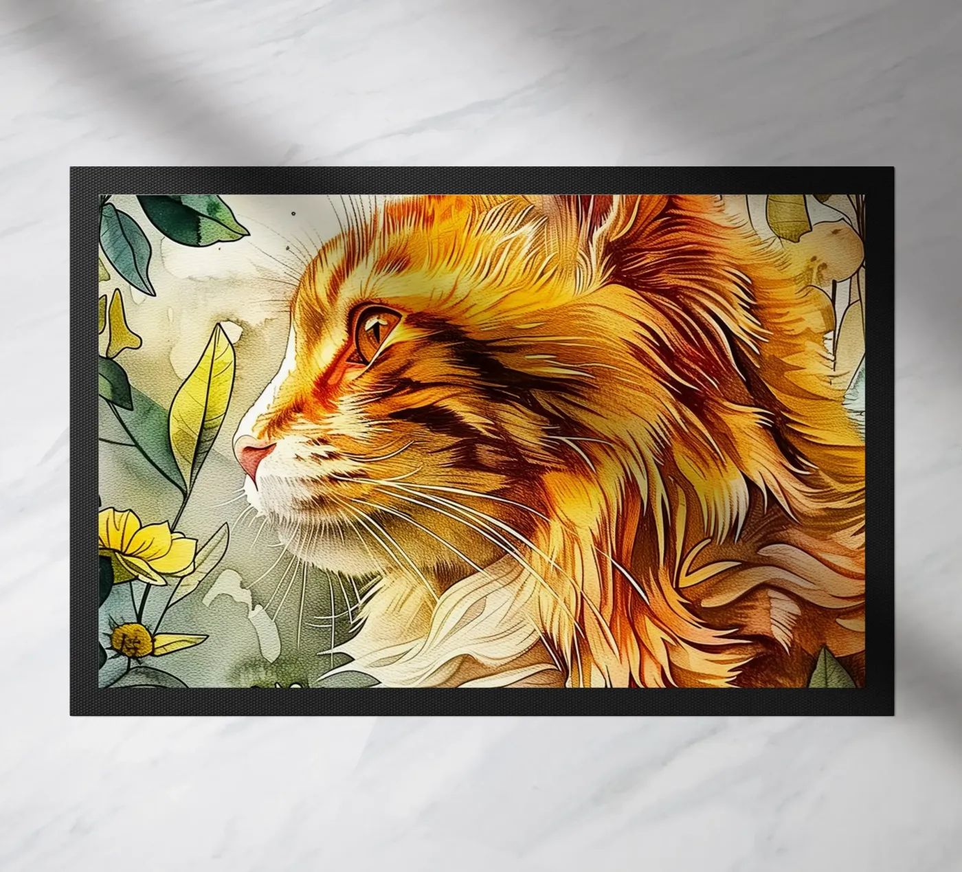Ginger kat deurmat van Lionmixart