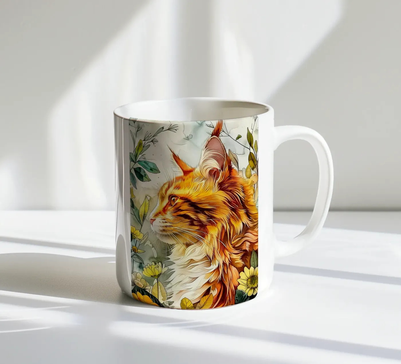 Ginger cat ceramic mug by Lionmixart