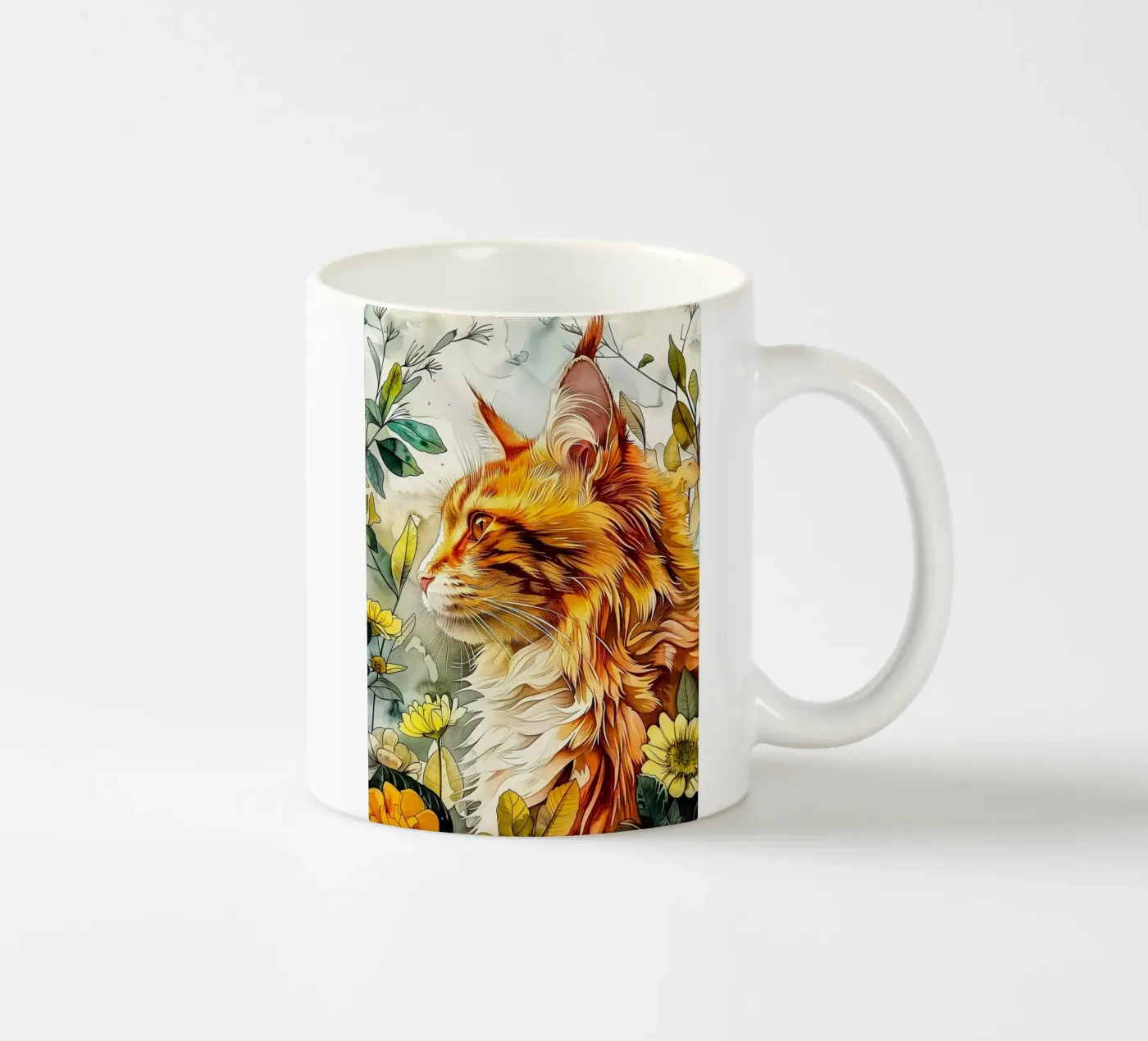 Ginger cat ceramic mug by Lionmixart