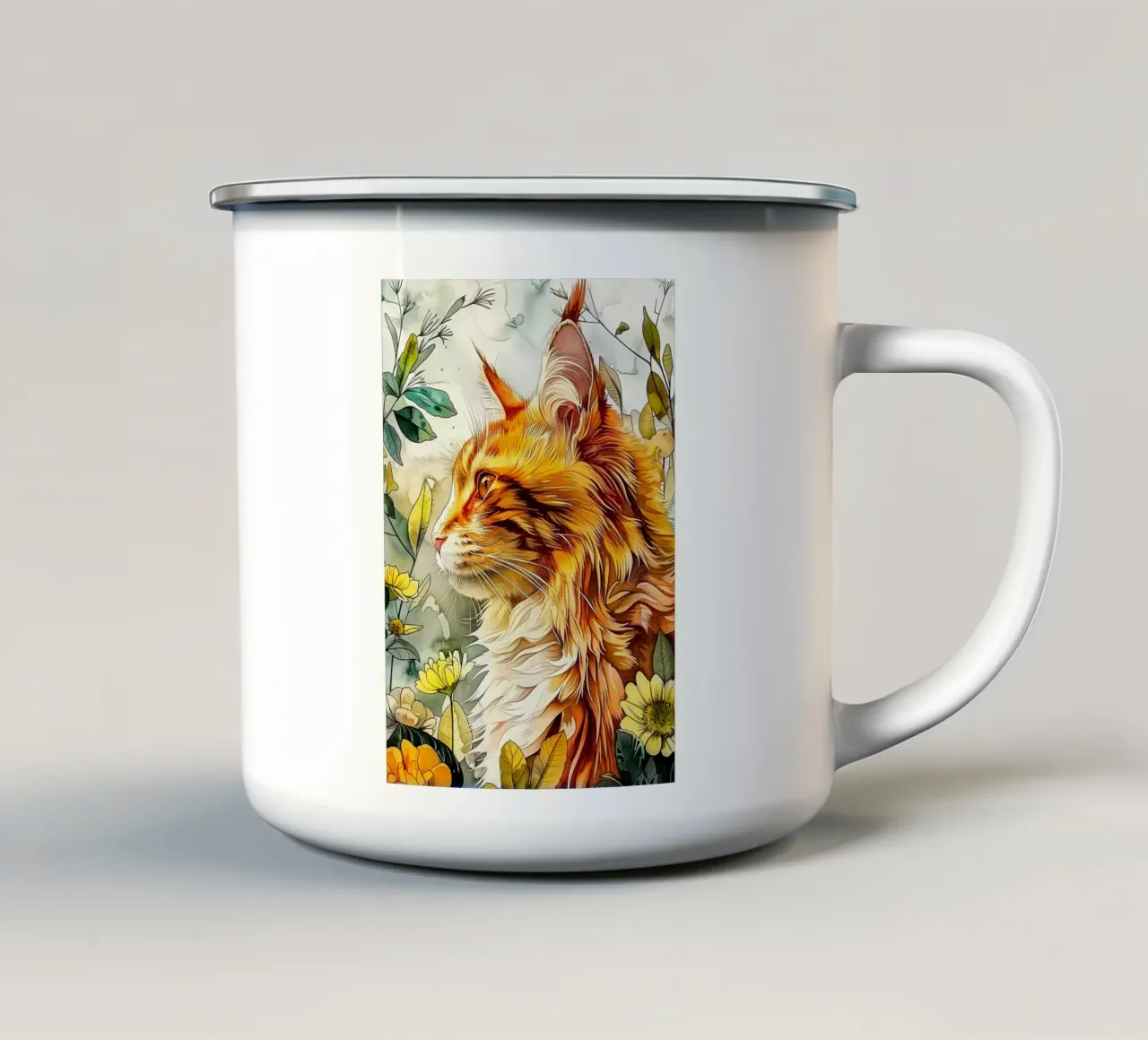 Gatto zenzero tazza in smalto da Lionmixart