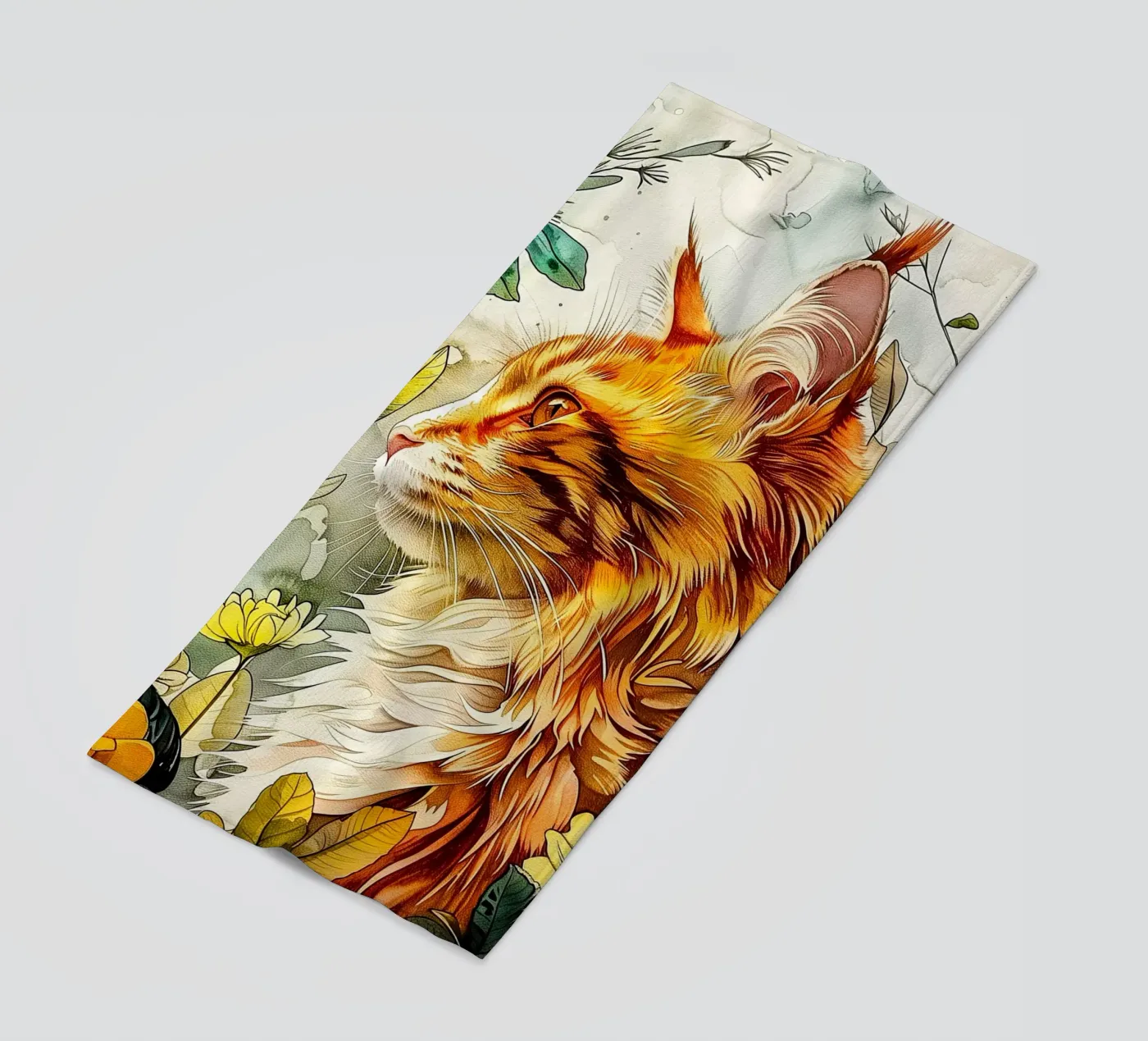 Gatto zenzero telo mare da Lionmixart