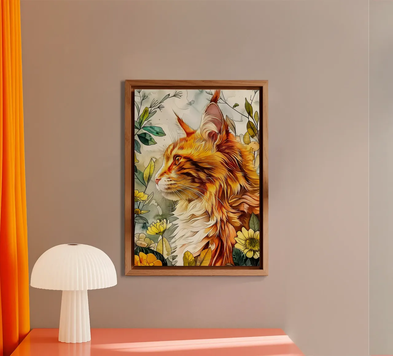 Ginger cat alu-dibond by Lionmixart