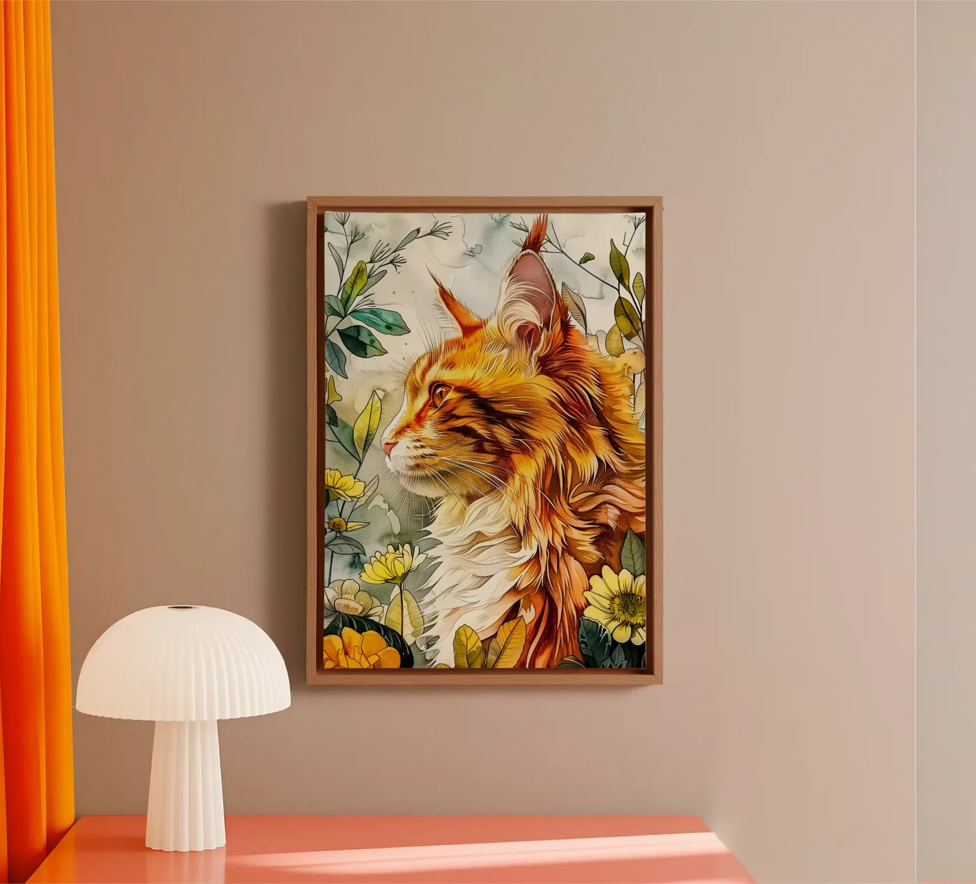 Ginger kat canvas van Lionmixart