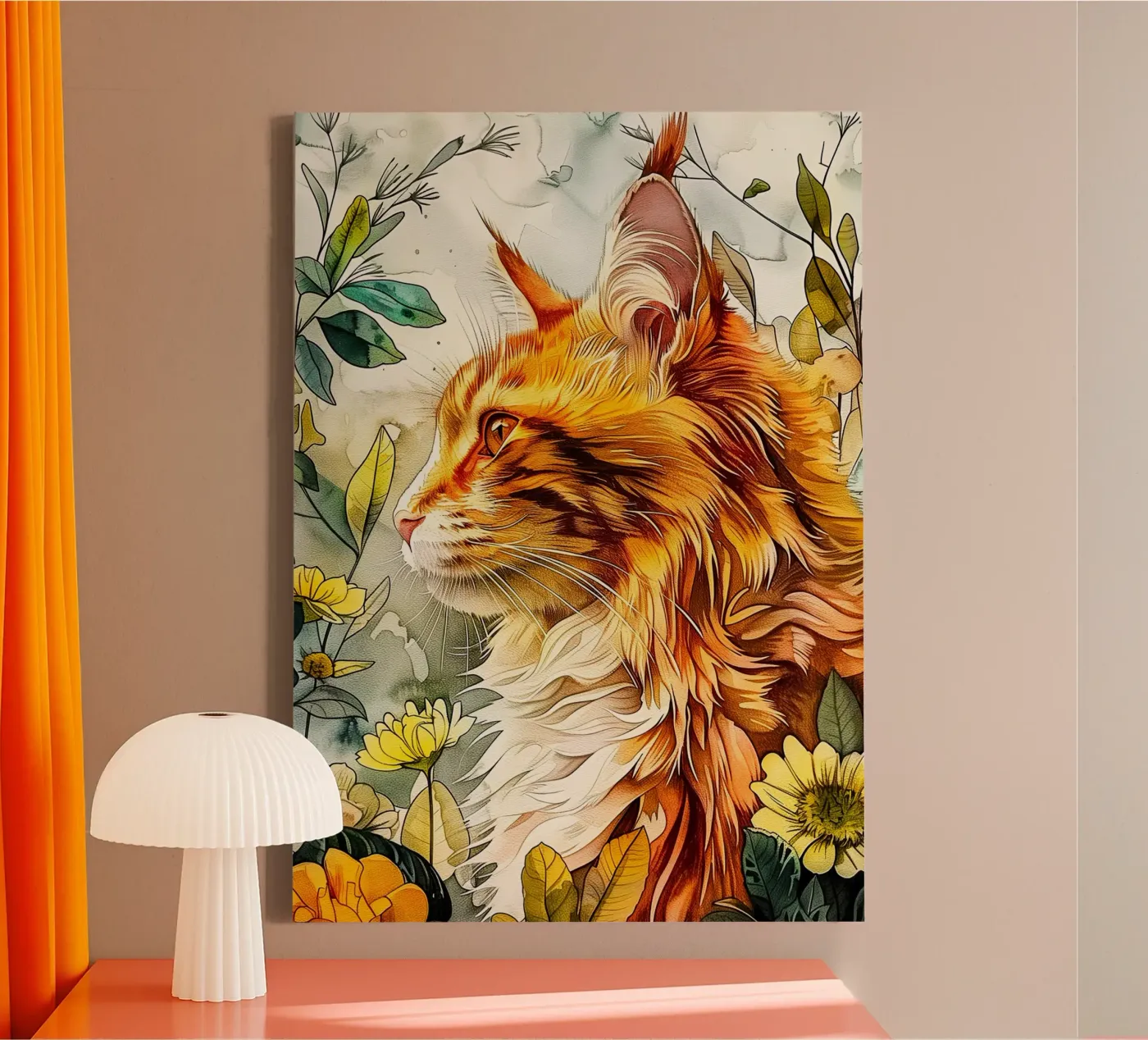 Ginger kat canvas van Lionmixart