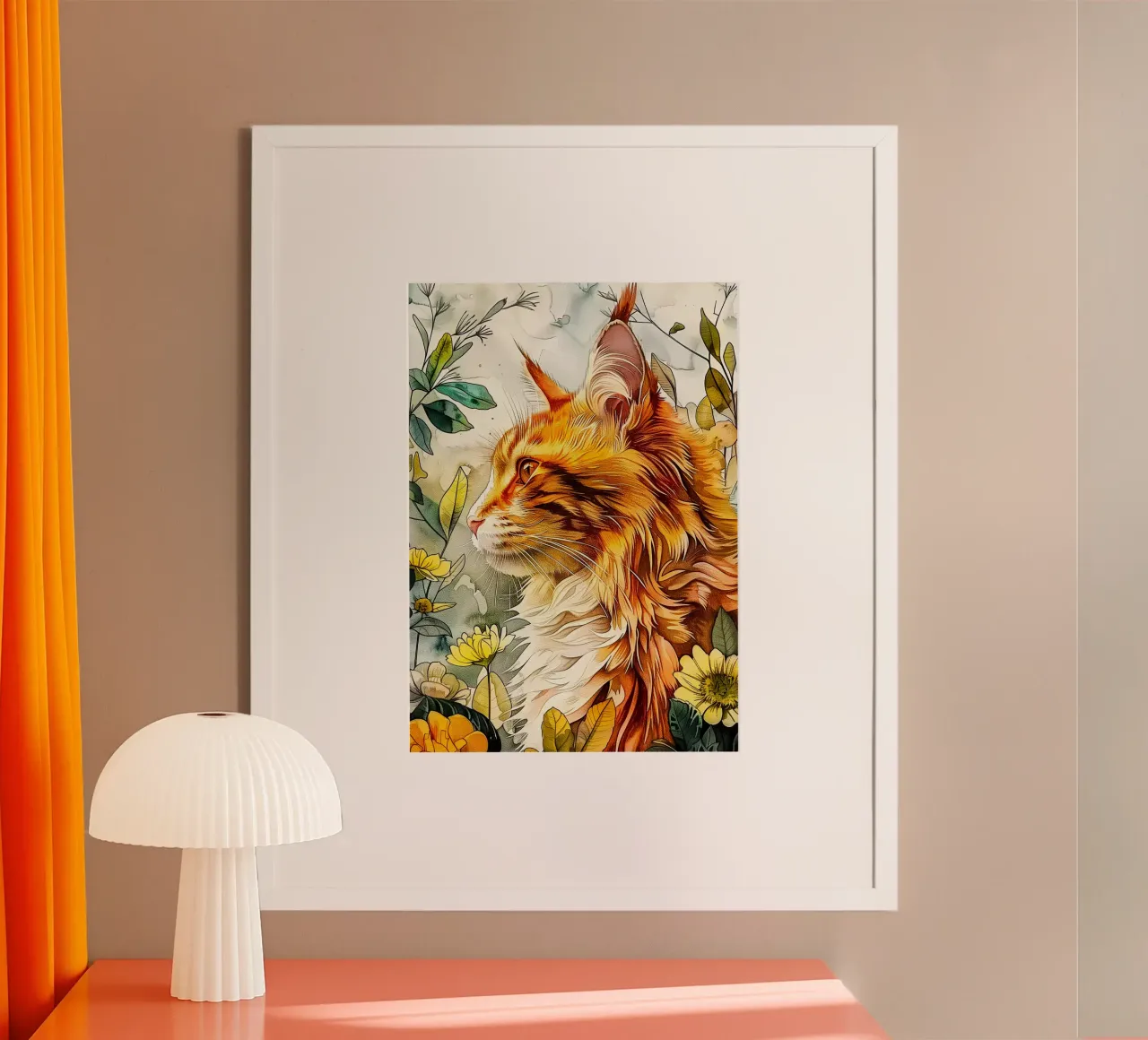 Ginger kat poster met aluminium frame van Lionmixart