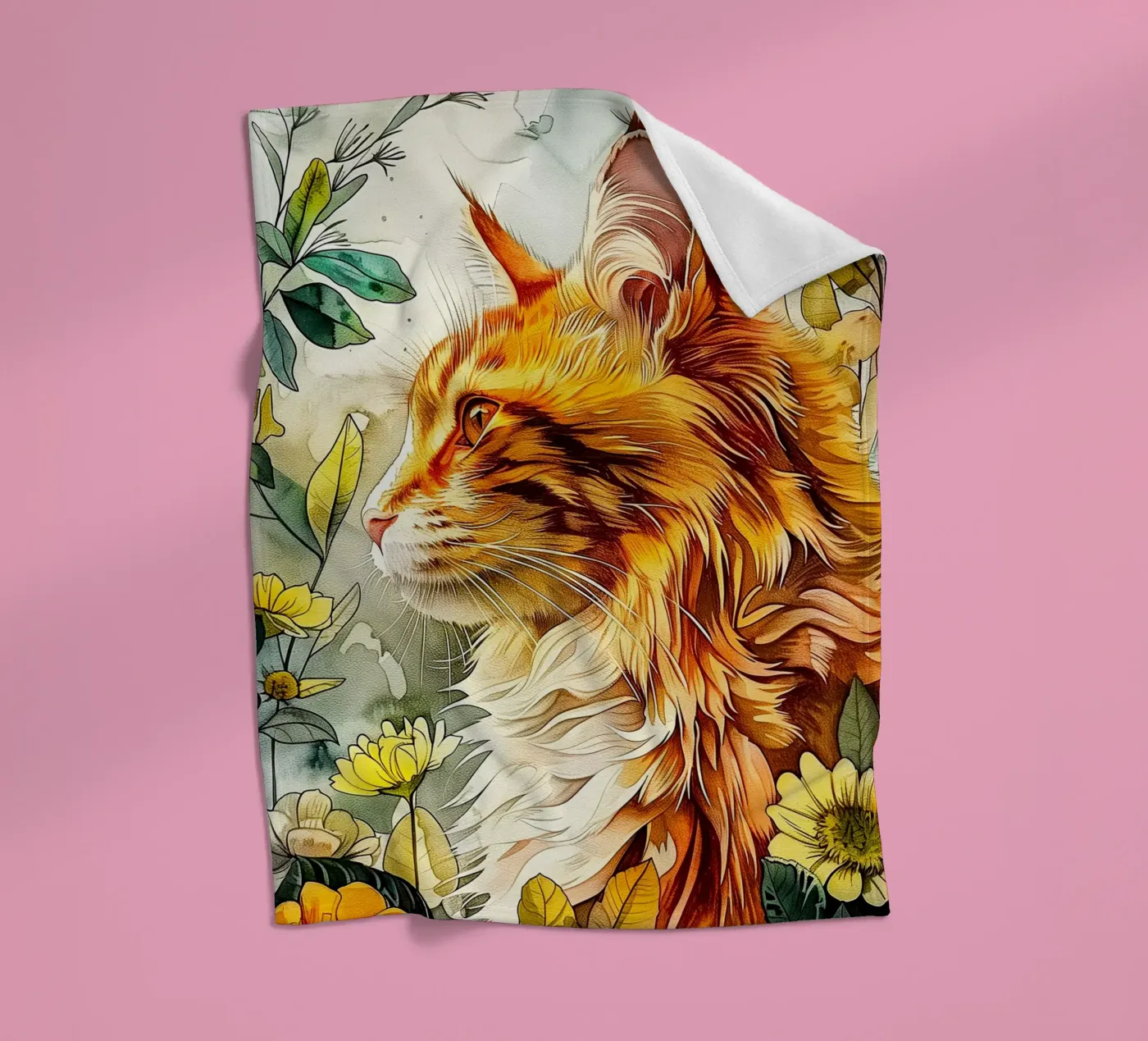 Ginger cat fleecedeken van Lionmixart
