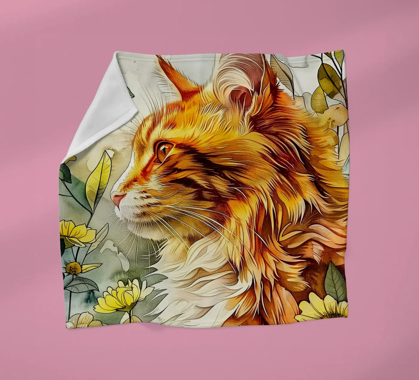 Ginger cat fleecedeken van Lionmixart