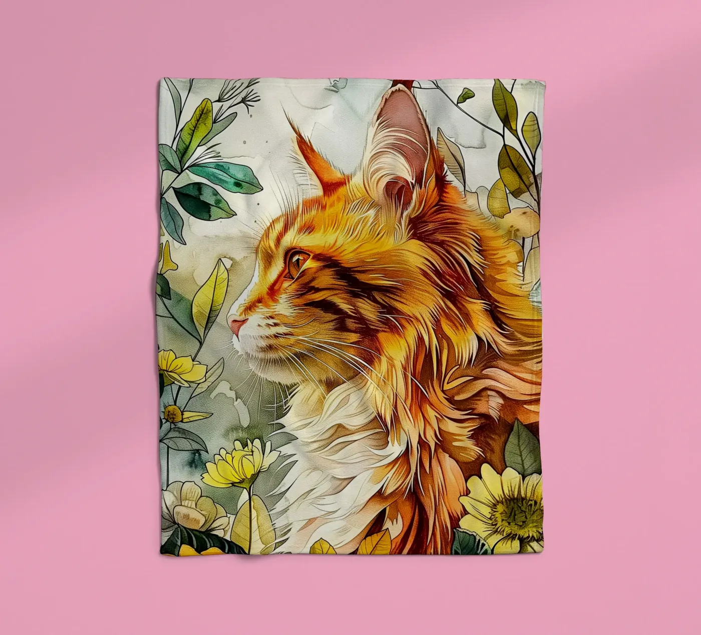 Ginger cat fleecedeken van Lionmixart